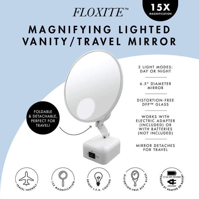 Floxite 15X Supervision Magnifying Mirror Light  Dove White - Image 3